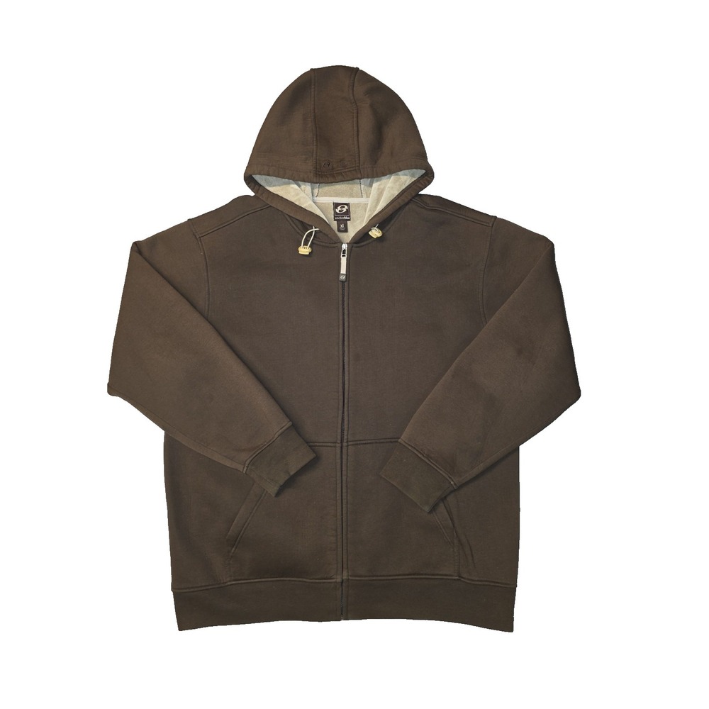 Anchor Blue Fleece Full Zip Y2K Brown Size XL Hoodie Sweatshirt